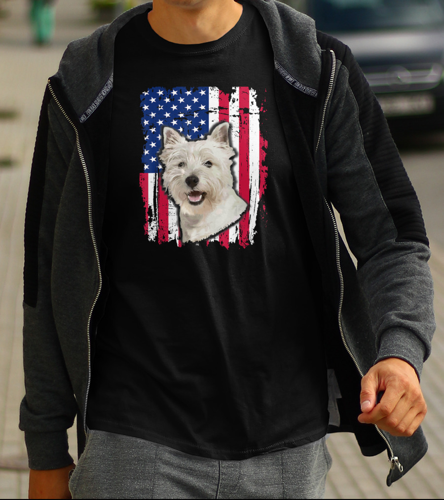 Westie USA Flag Independence Day T-Shirt