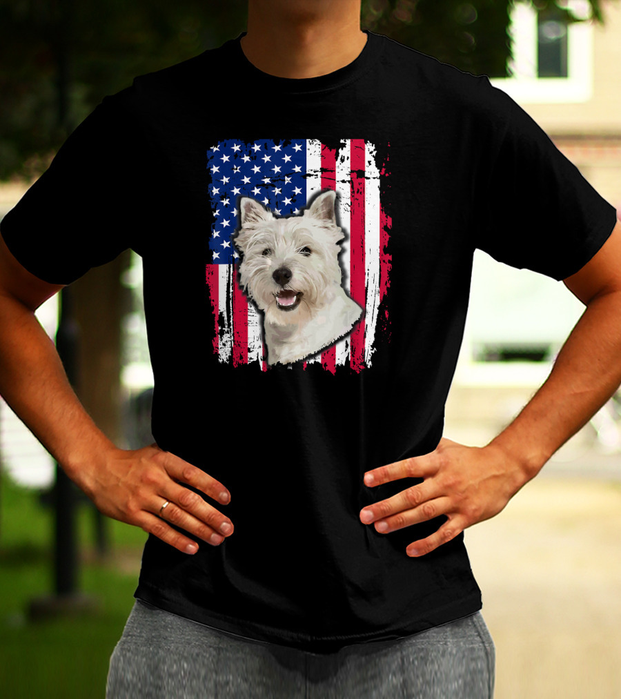 Westie USA Flag Independence Day T-Shirt