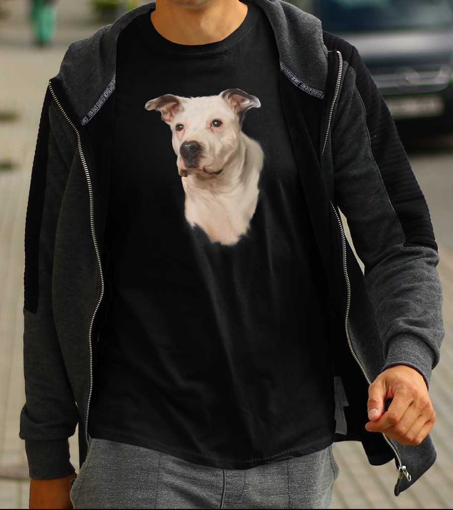 White Pit Bull Dog Portrait For Pitbull Lovers T-Shirt