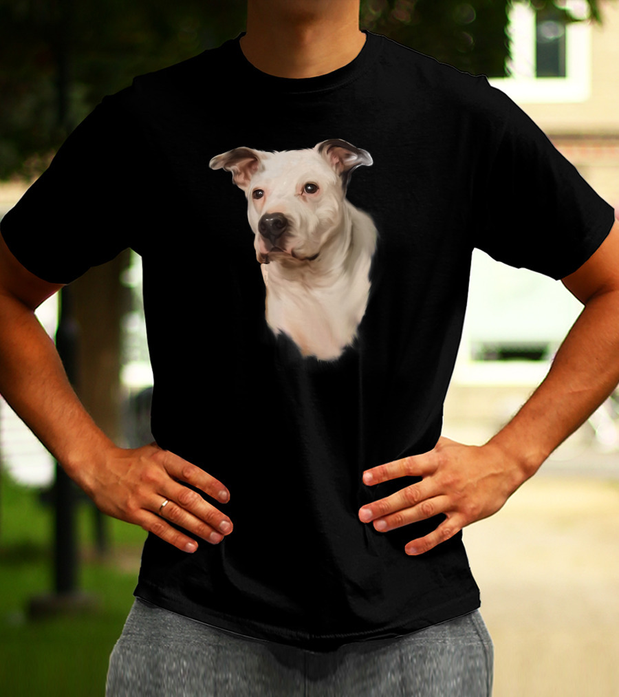 White Pit Bull Dog Portrait For Pitbull Lovers T-Shirt