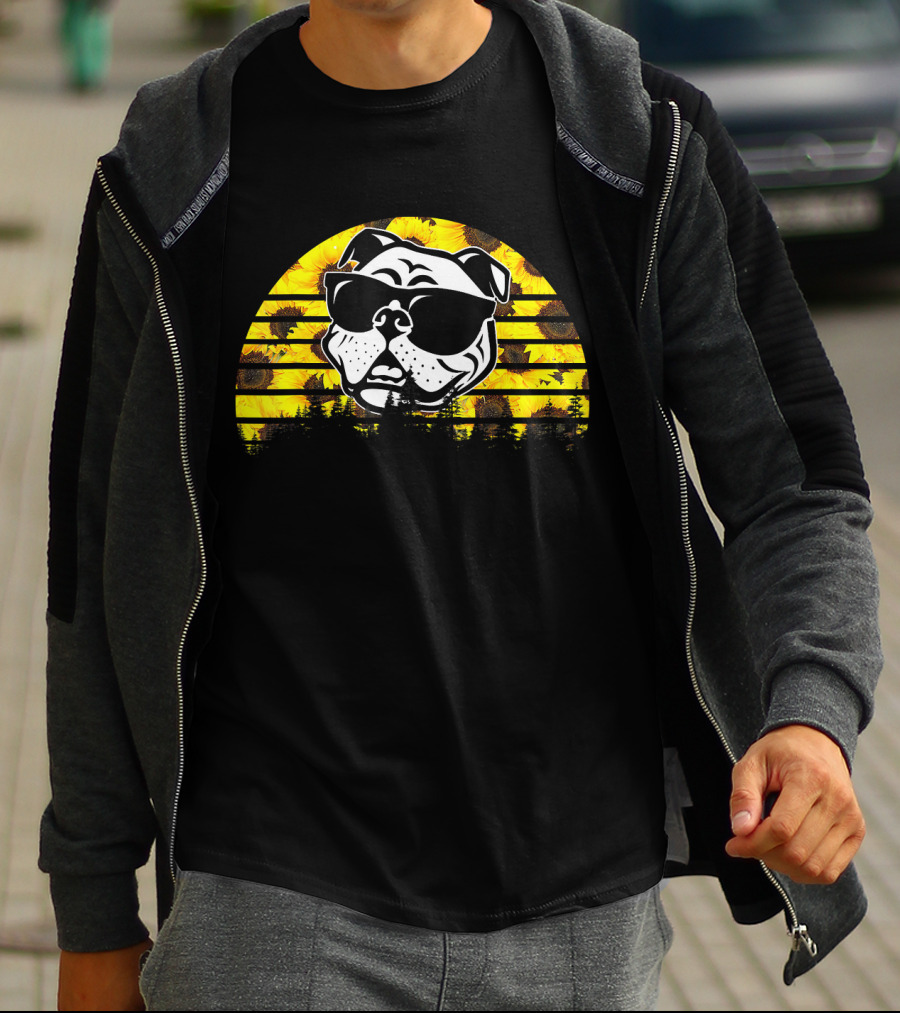 Pitbull Sunflower Sunglasses T-Shirt