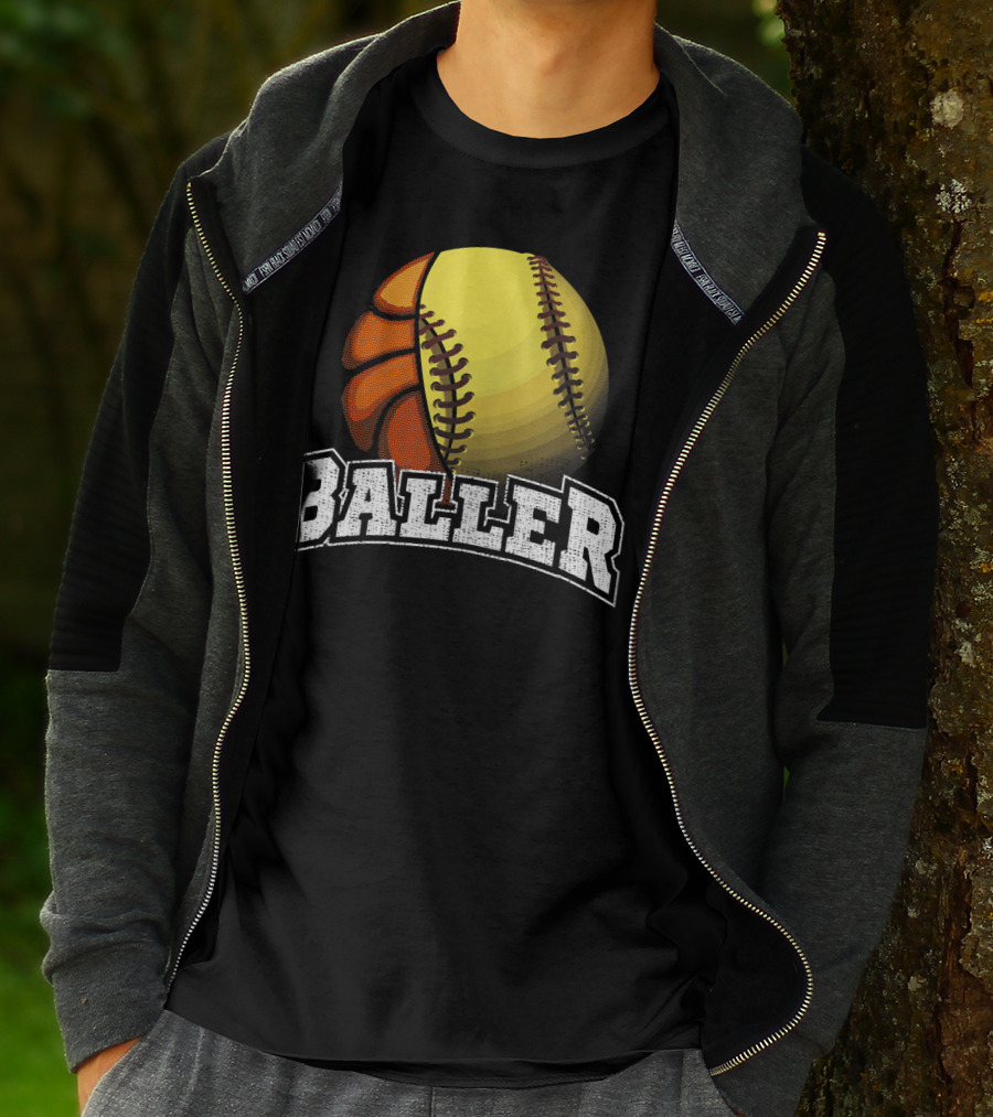 Baller Funny Girls Softball Basketball Combo T-Shirt