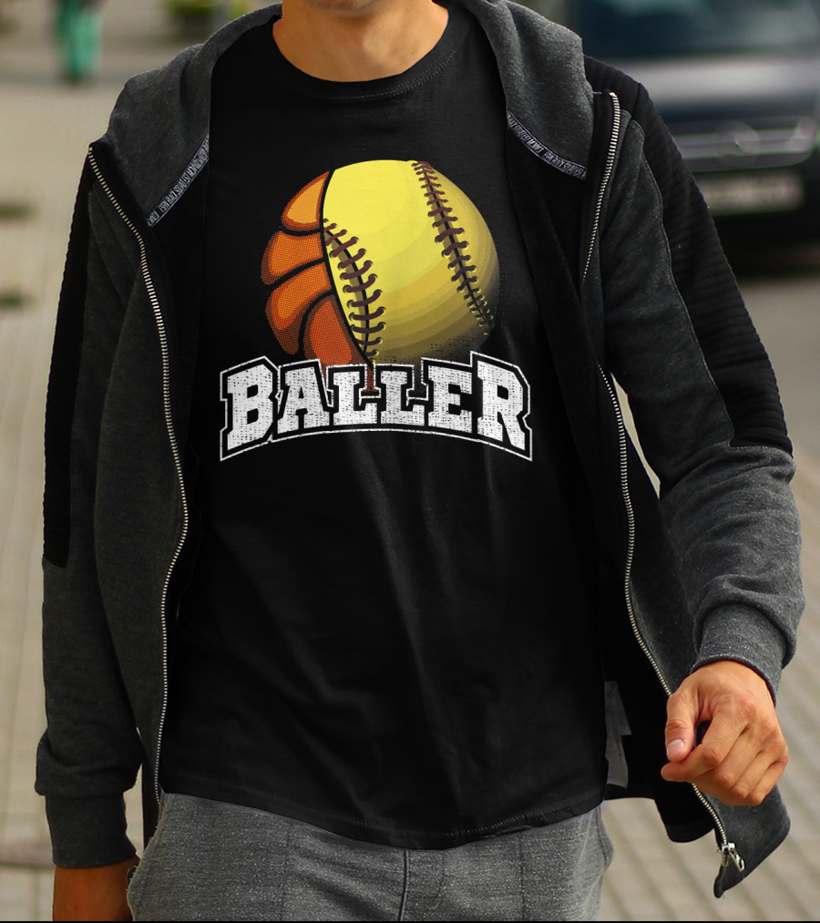 Baller Funny Girls Softball Basketball Combo T-Shirt