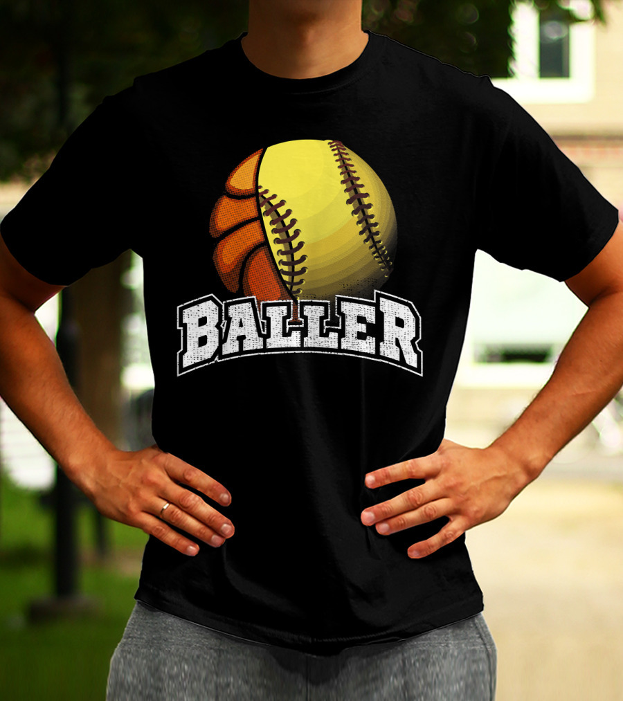 Baller Funny Girls Softball Basketball Combo T-Shirt