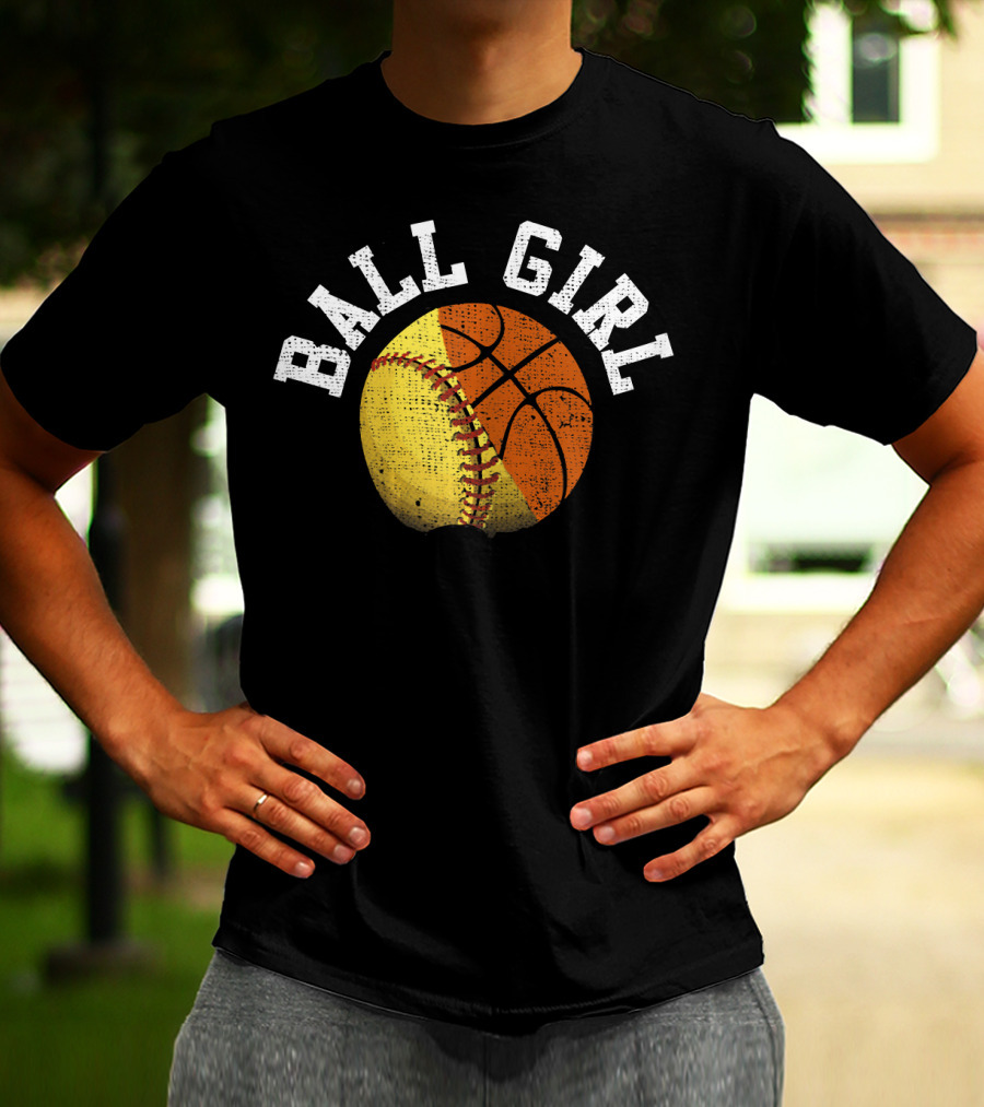 Ball Girl Funny Softball Basketball Combo T-Shirt