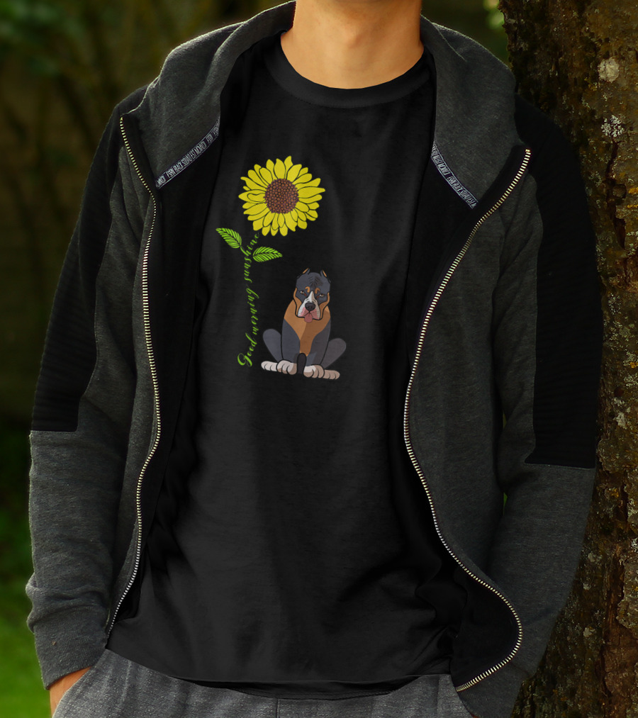Good Morning Sunshine Pitbull With Sunflower T-Shirt