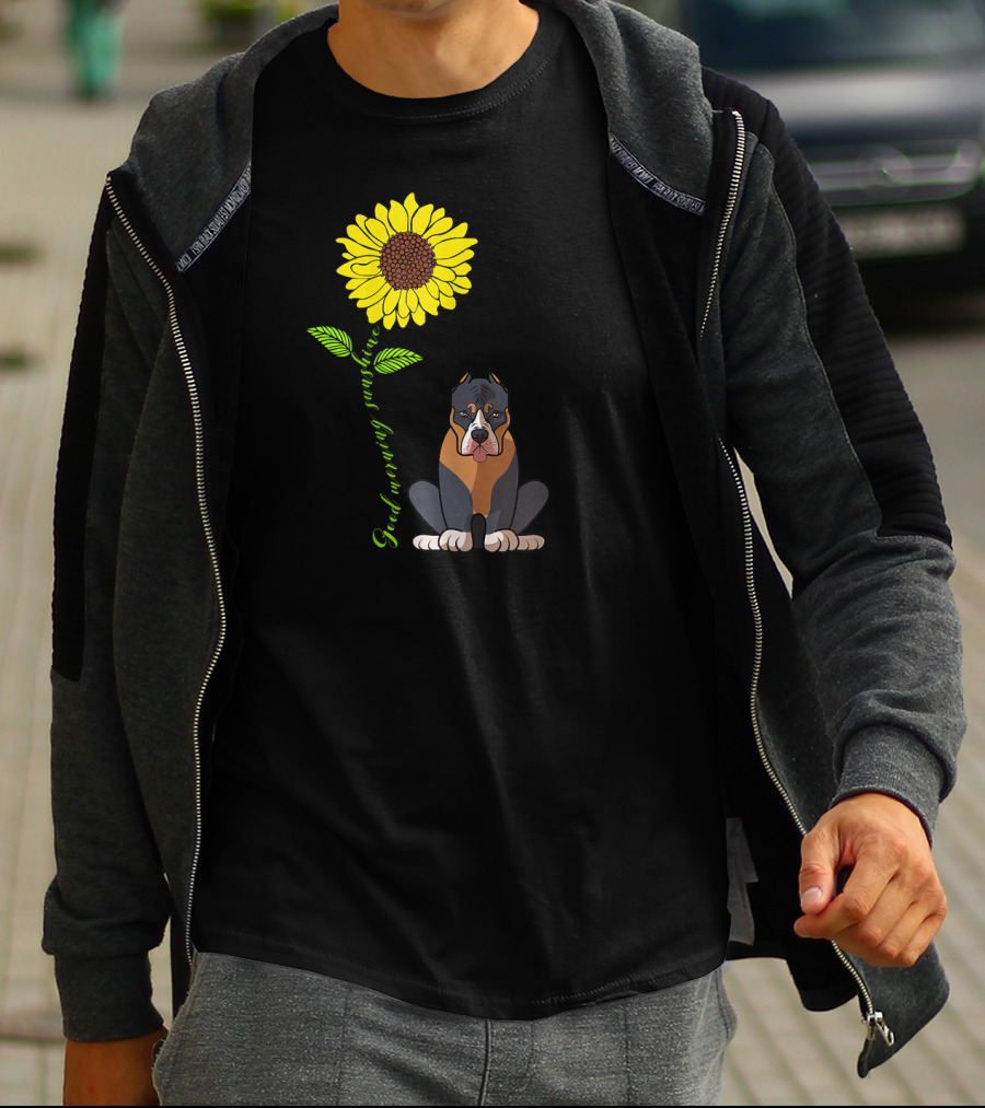 Good Morning Sunshine Pitbull With Sunflower T-Shirt