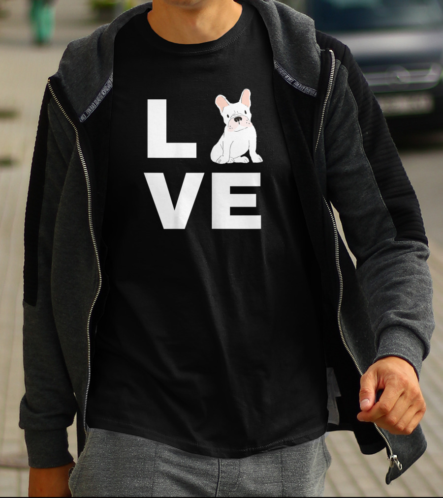 Love My Frenchie French Bulldog LVE With Cute Dog Image T-Shirt
