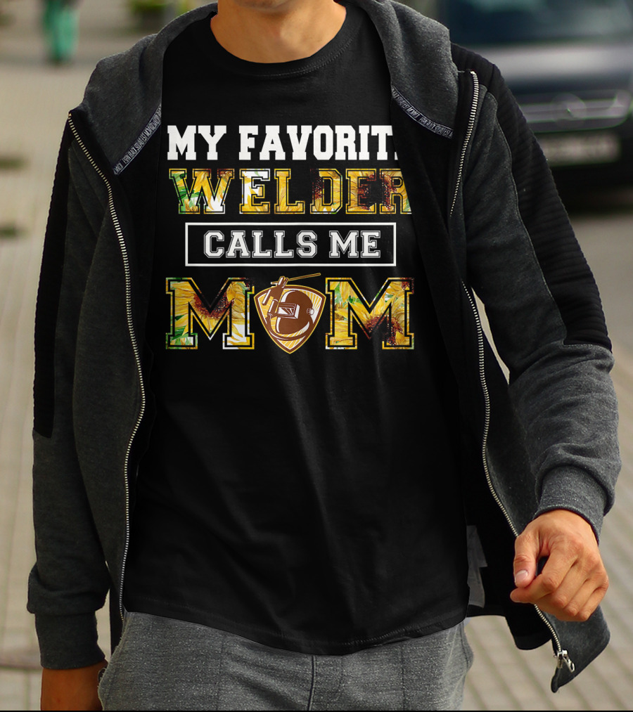 My Favorite Welder Calls Me Mom Football Helmet Shield T-Shirt