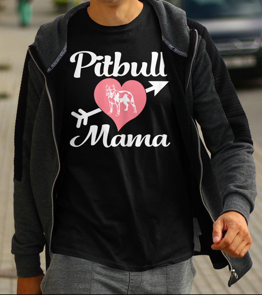 Pitbull Mama Heart With Arrow Pit Bull Lover T-Shirt