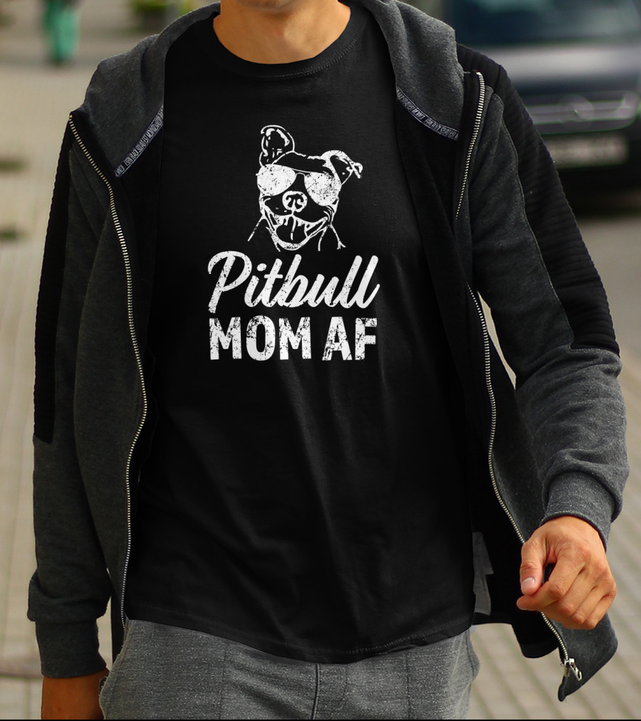 Pitbull Mom AF Funny Women's Pit Bull Sunglasses T-Shirt