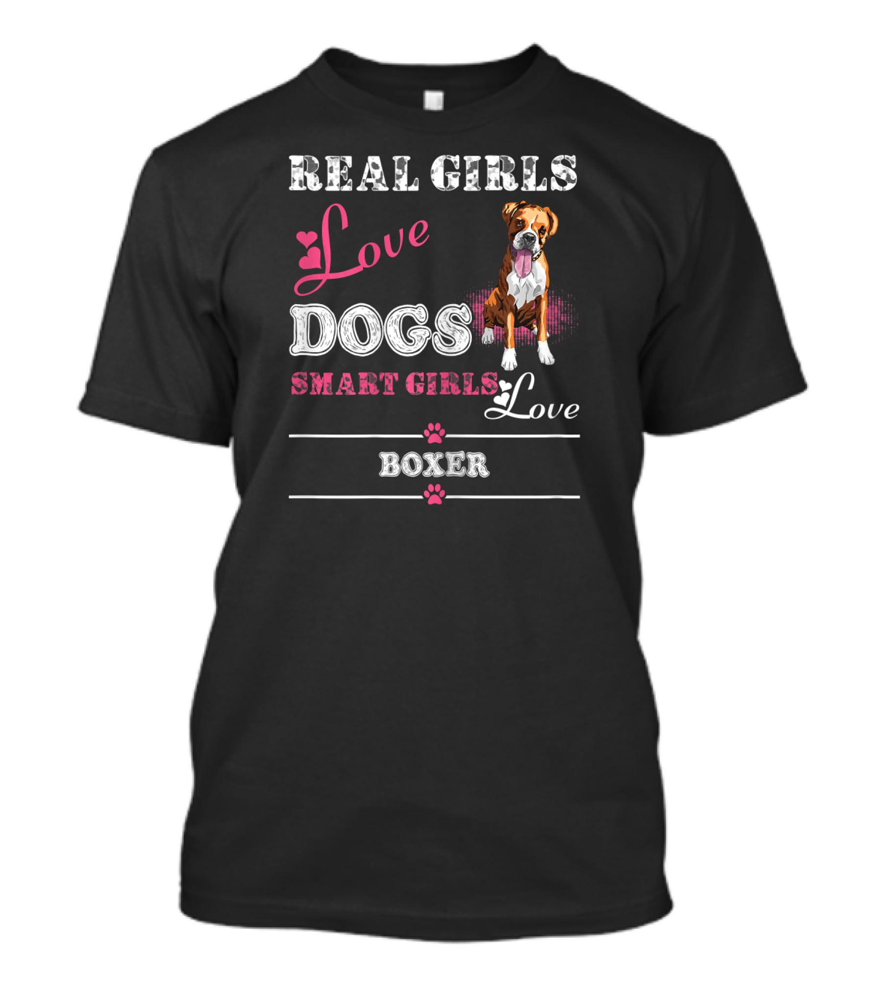 Real Girls Love Dogs Smart Girls Love Boxer T-Shirt