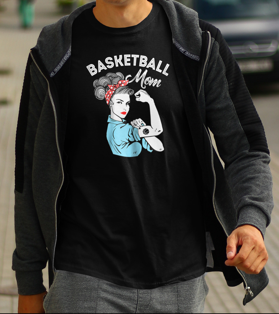 Basketball Mom Retro Strong Iconic Rosie Flexing T-Shirt