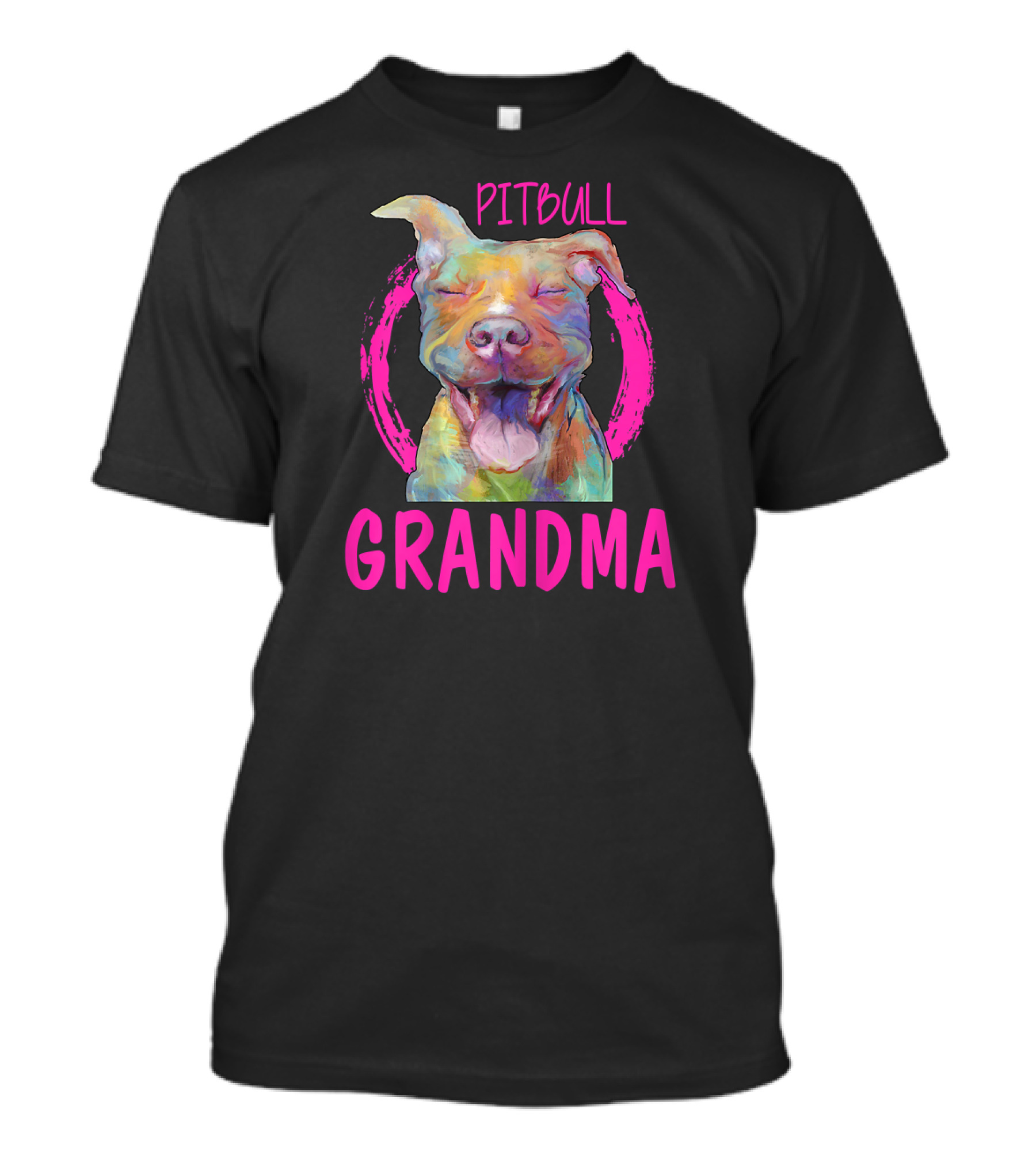 Pitbull Grandma Colorful Happy Dog T-Shirt
