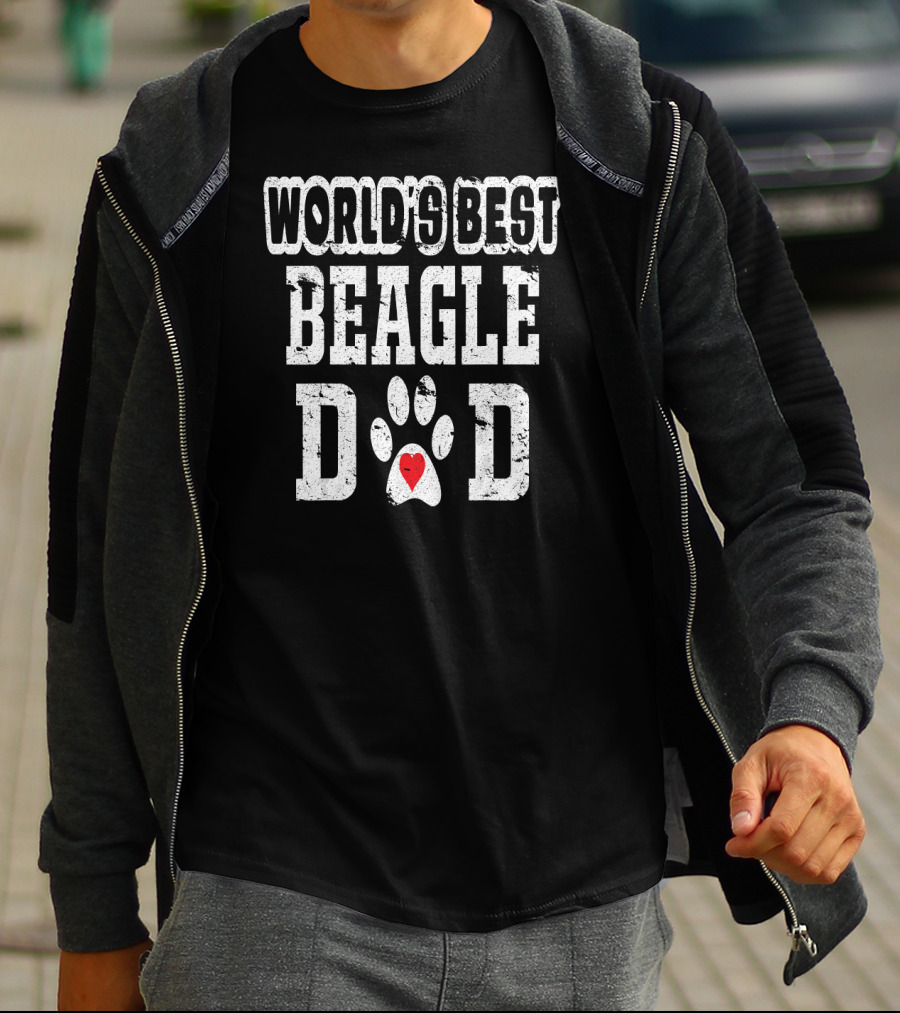 World's Best Beagle Dad Paw Heart T-Shirt