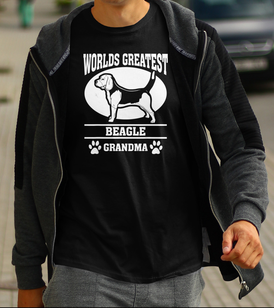 Worlds Greatest Beagle Grandma Dog Pawprints T-Shirt