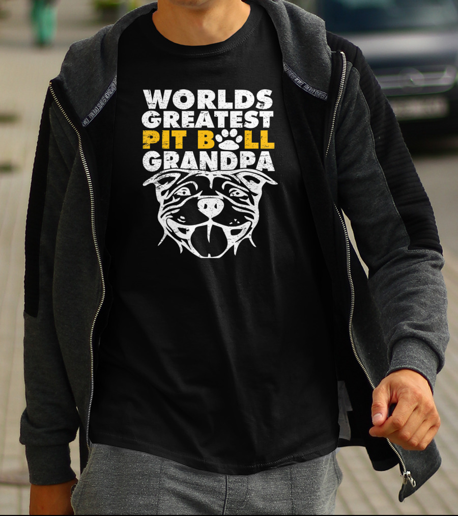 Worlds Greatest Pit Bull Grandpa Dog Love T-Shirt