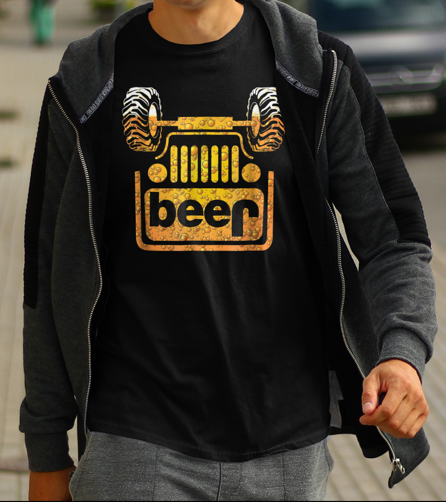 Wrecked Jeep Beer Bubbles And Tires T-Shirt