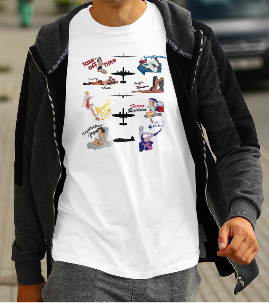 Take Off Time Sagittarius Yankee Pacific Princess Memphis Belle Texas Raiders Sophisticated Hussy Lucky Thirteen T-Shirt