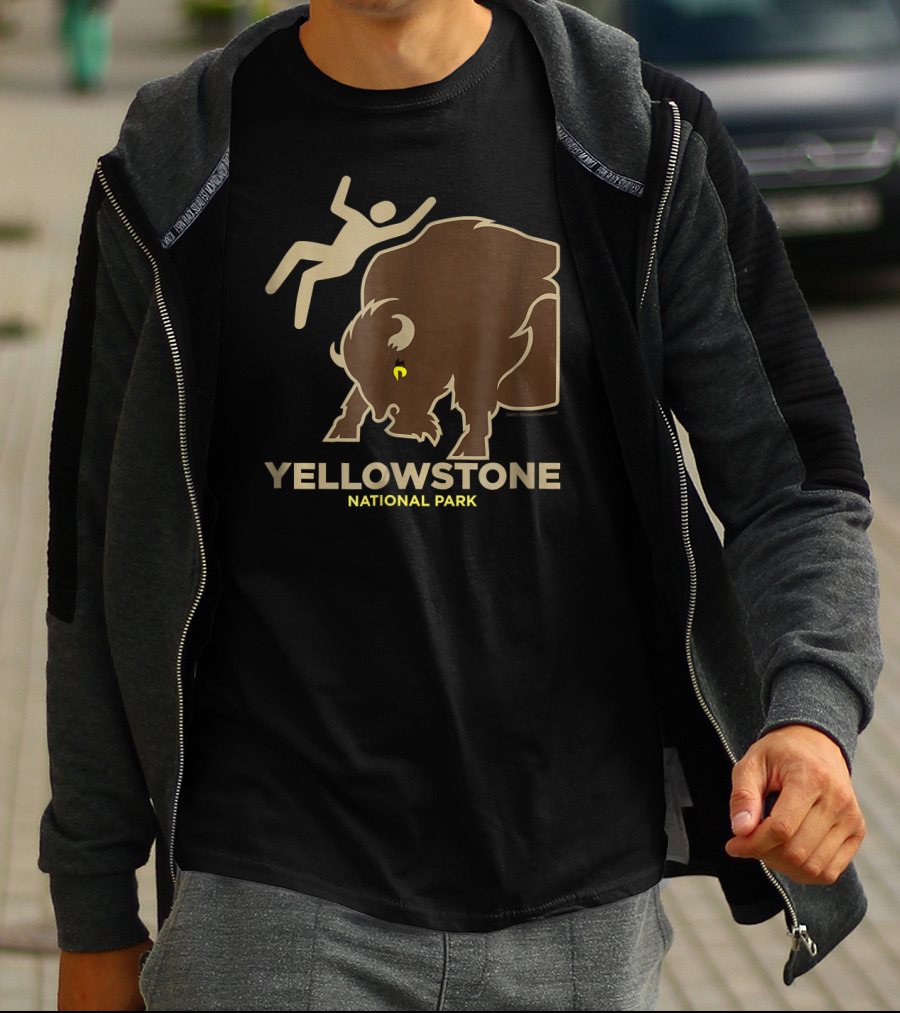 Yellowstone Bison Toss National Park Modern T-Shirt