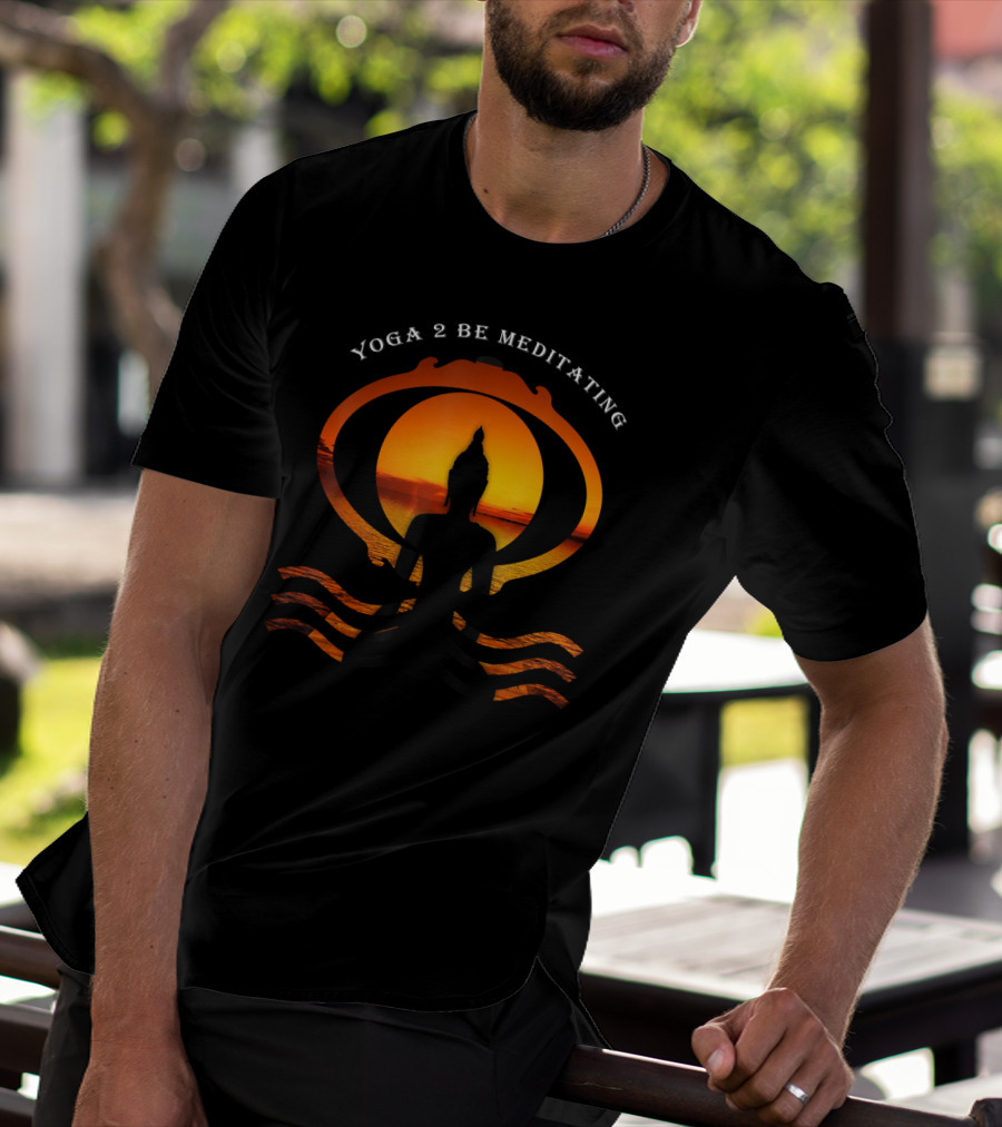 Meditating Yoga Silhouette At Sunset Spiritual Reflection T-Shirt