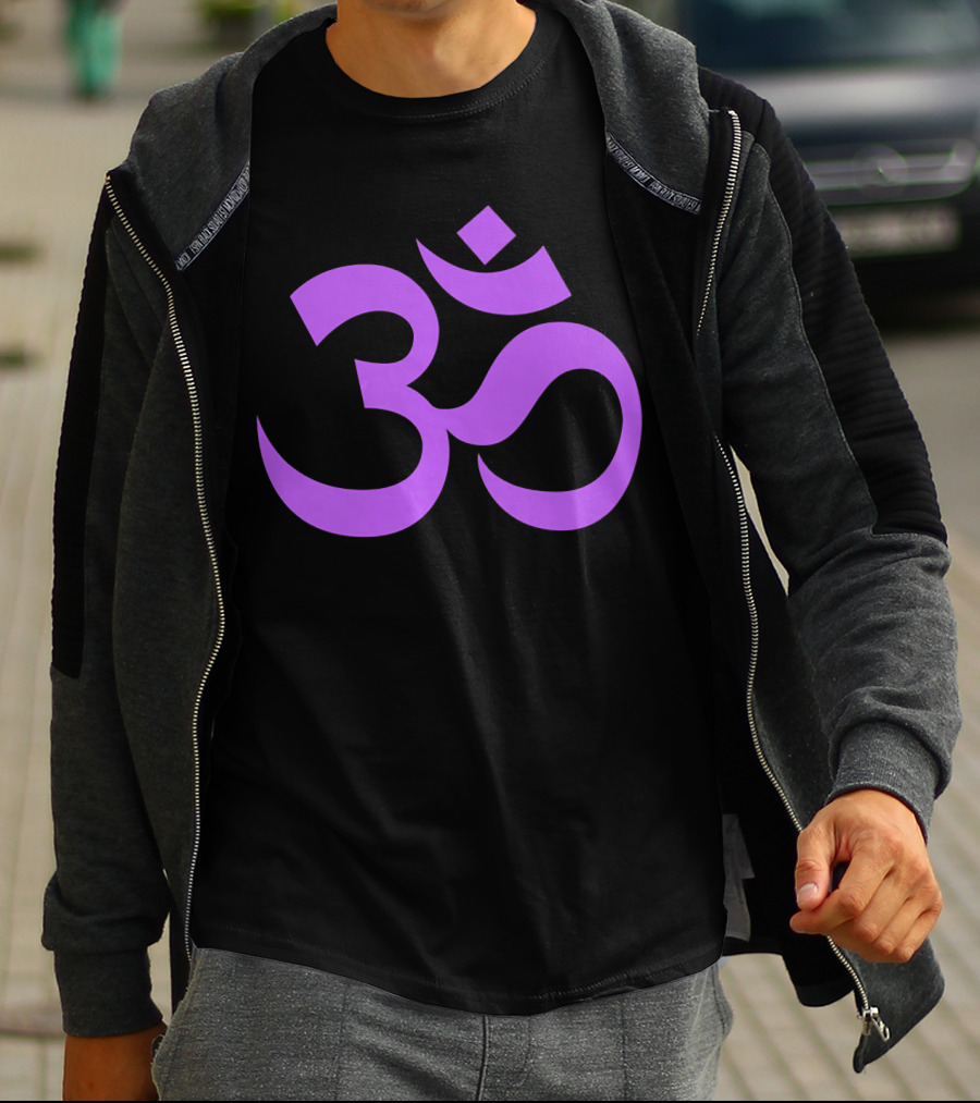 Yoga Aum OM Spiritual Symbol In Purple T-Shirt