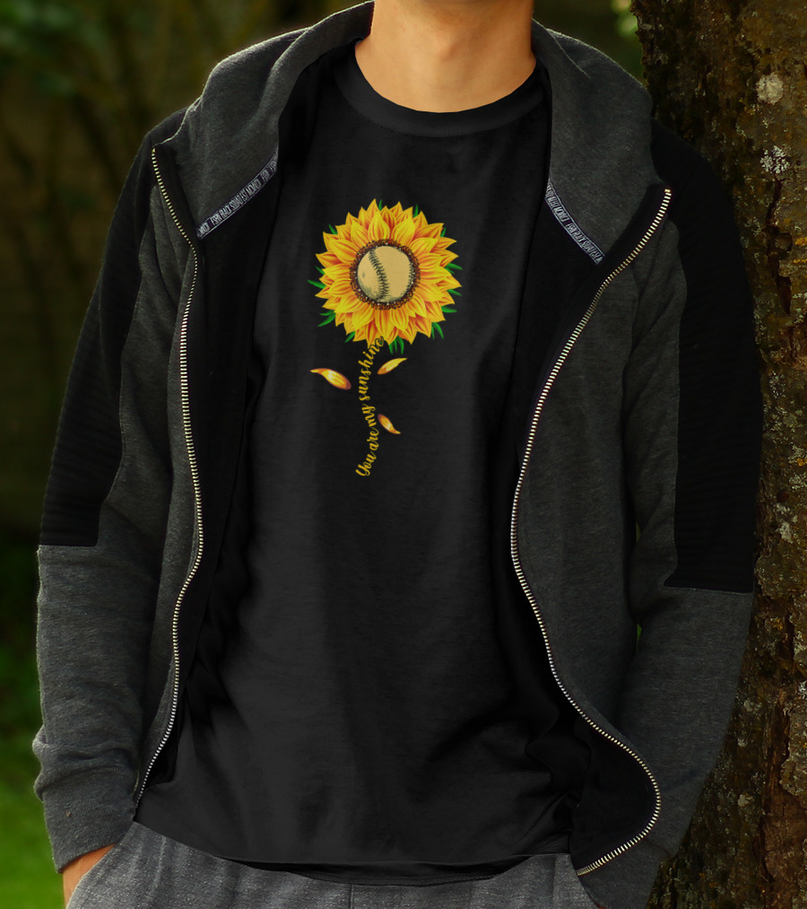 You Are My Sunshine Sunflower Baseball Ball Player T-Shirt