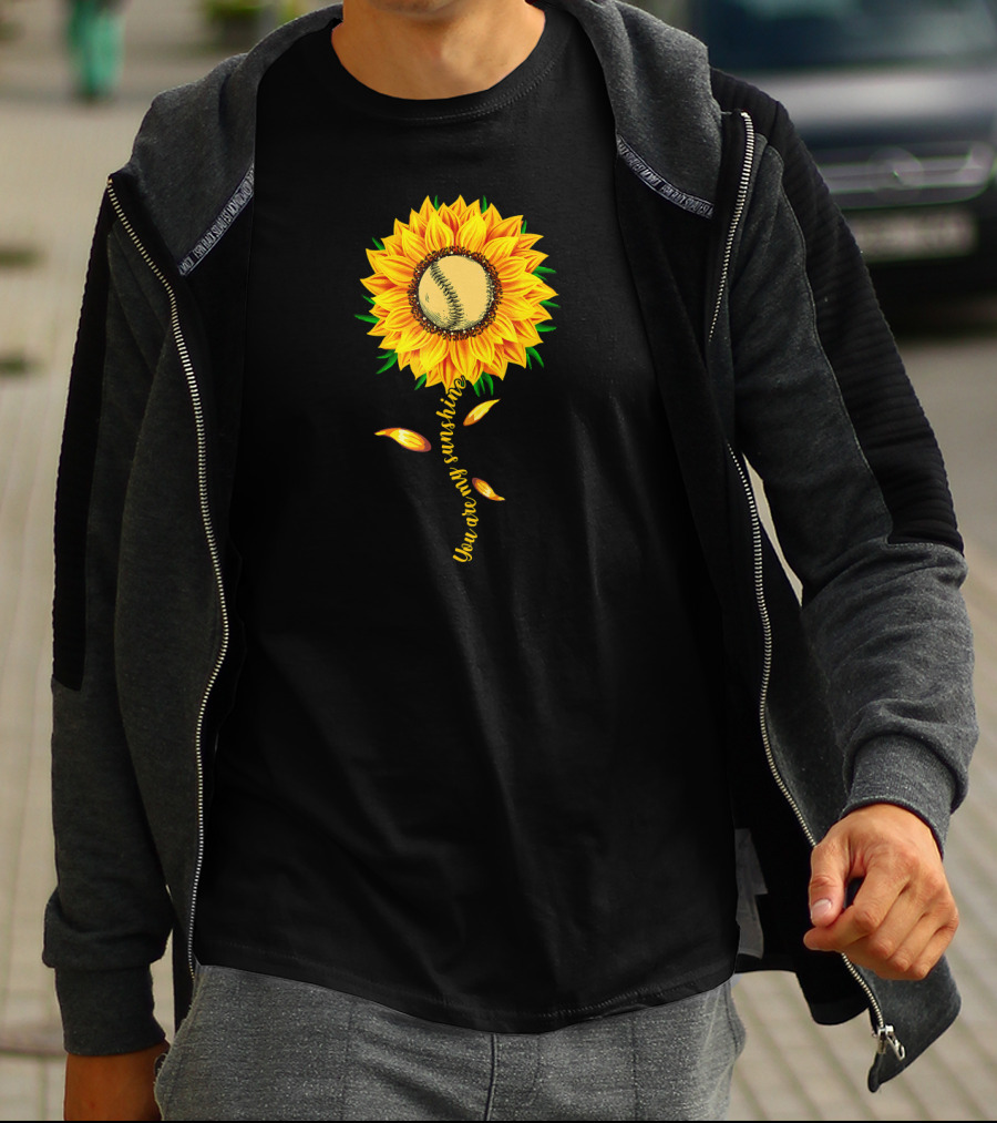 You Are My Sunshine Sunflower Baseball Ball Player T-Shirt