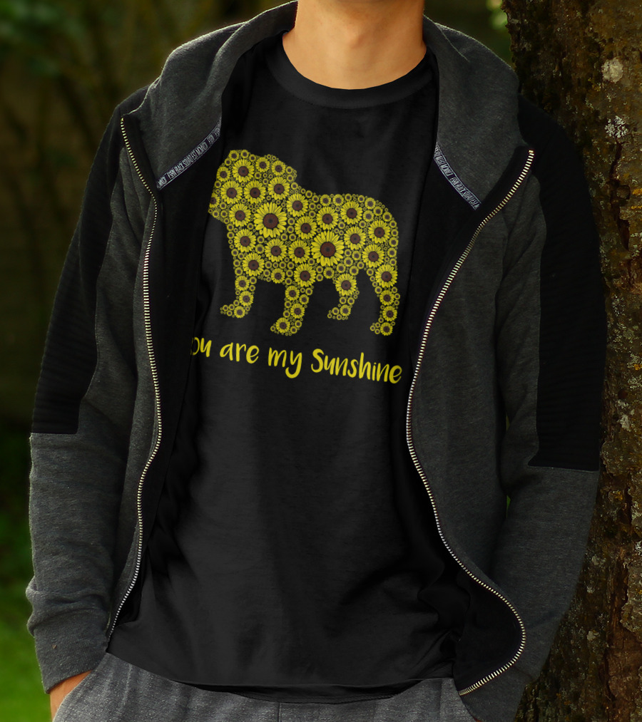 You Are My Sunshine Sunflower Bulldog Silhouette Mom Mam T-Shirt