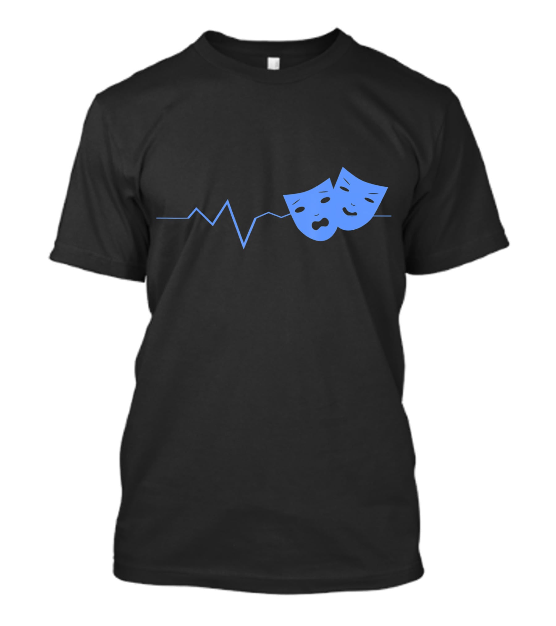 Theater Acting Masks With Heartbeat Line T-Shirt