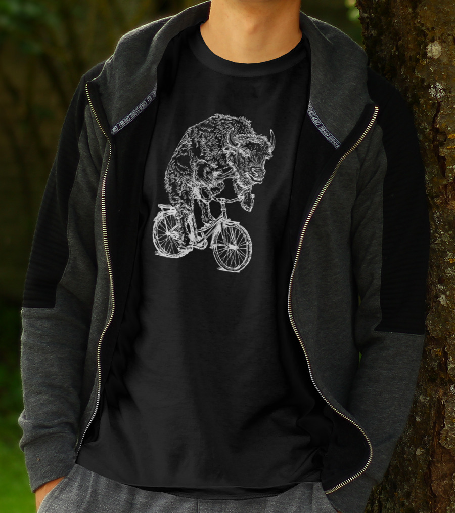 SEEMBO Bison Riding Bicycle Cyclist T-Shirt