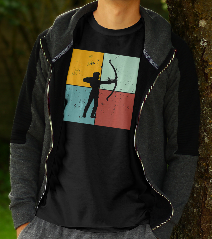 Shoot Aim Archer Bow Archery Arrow Vintage Silhouette Blocks T-Shirt