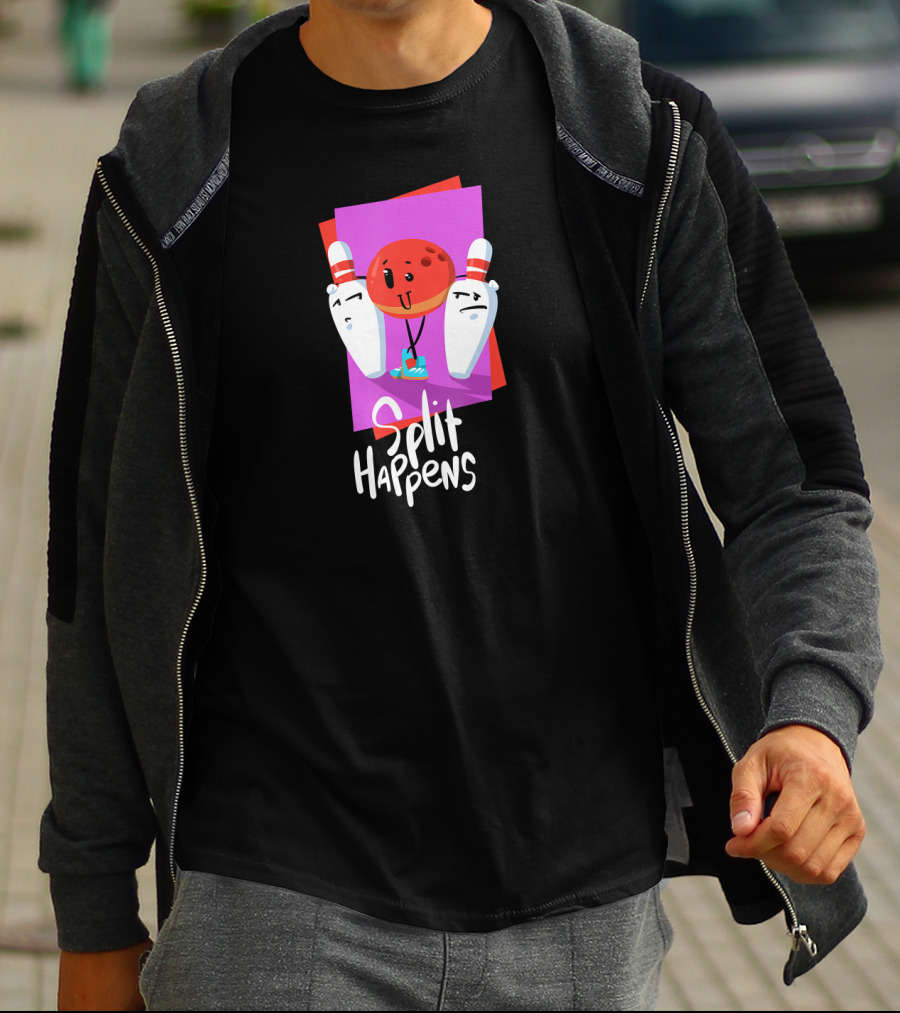 Split Happens Funny Bowling Ball And Pins For Bowling Lovers T-Shirt