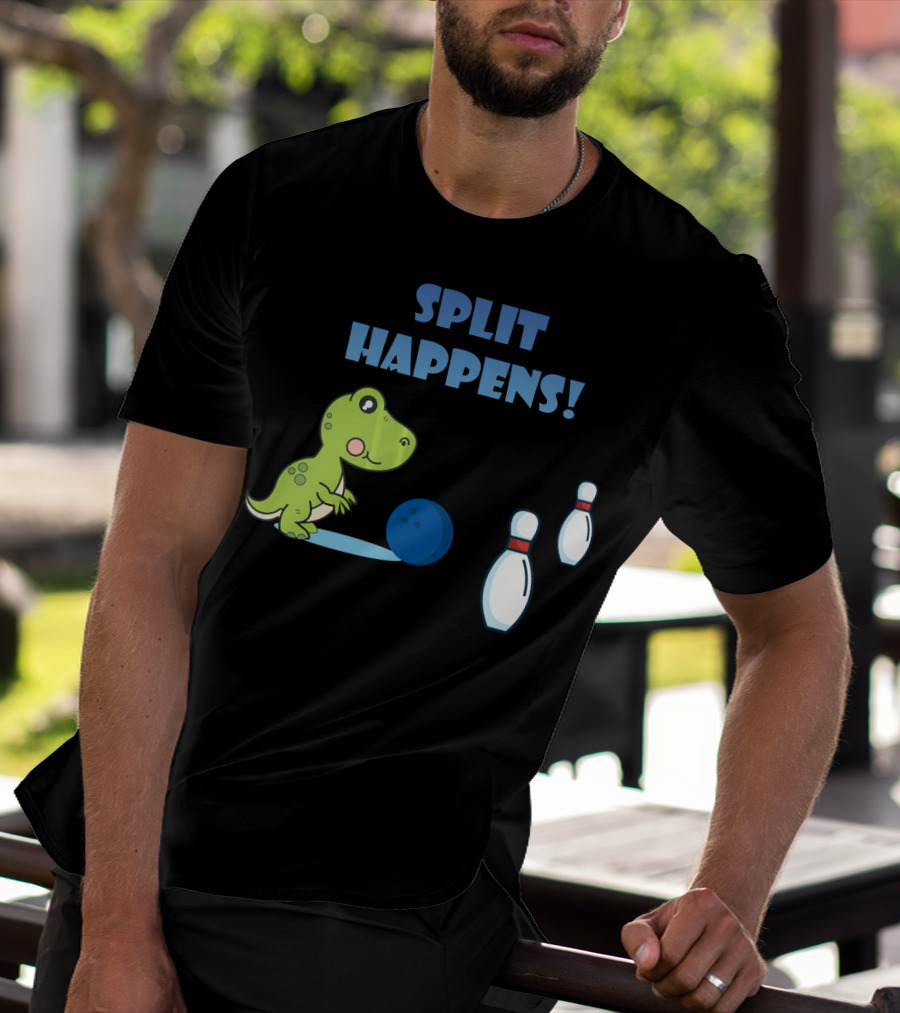 Split Happens Dino T-Rex Bowlingpin Fun T-Shirt