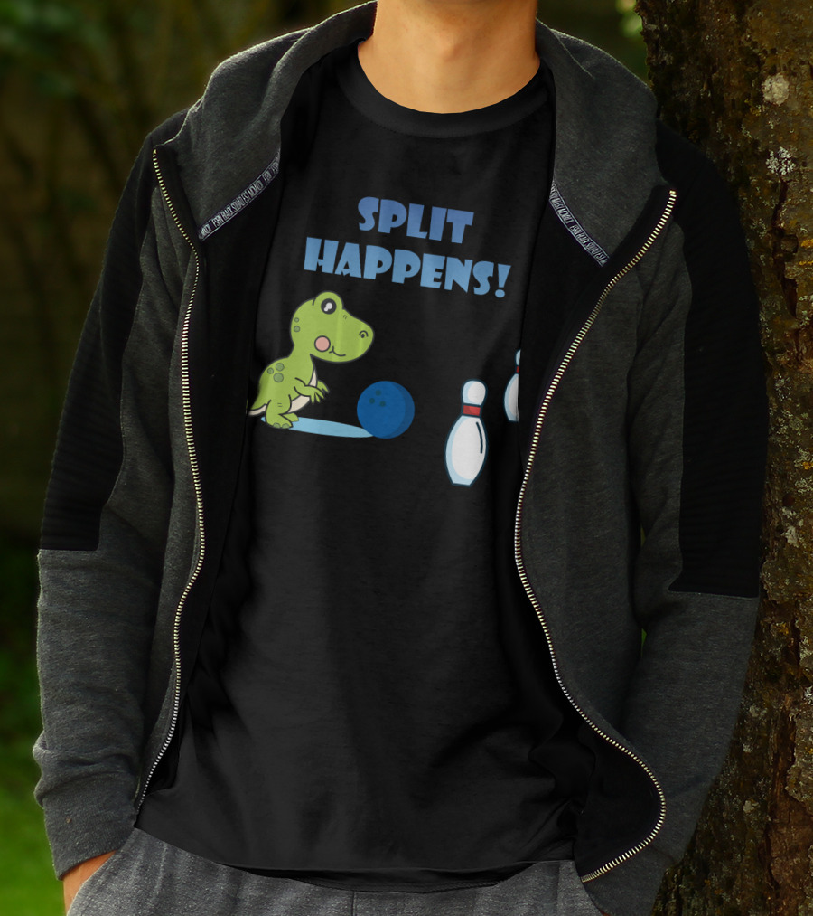 Split Happens Dino T-Rex Bowlingpin Fun T-Shirt