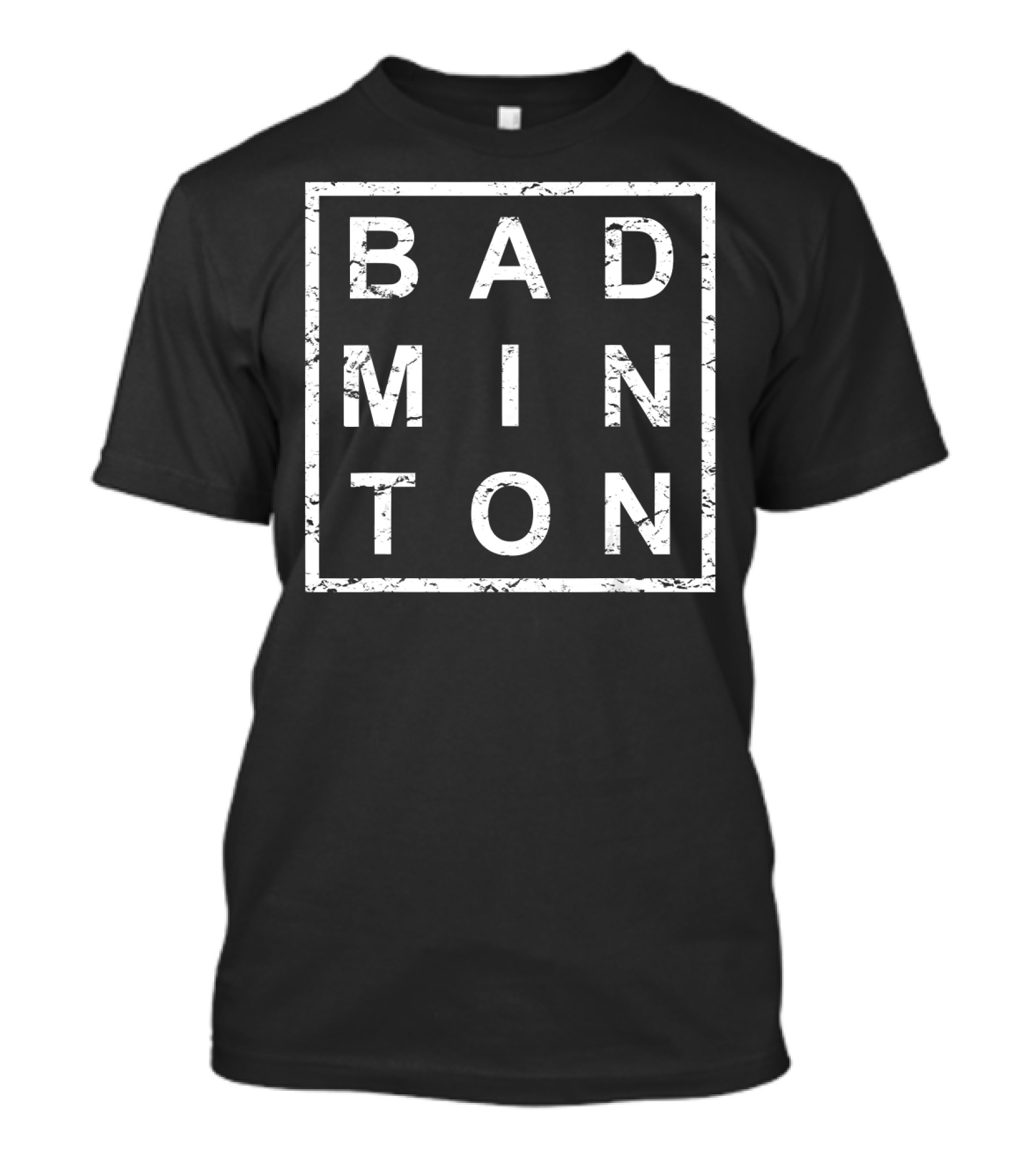Badminton Square Grunge Text T-Shirt