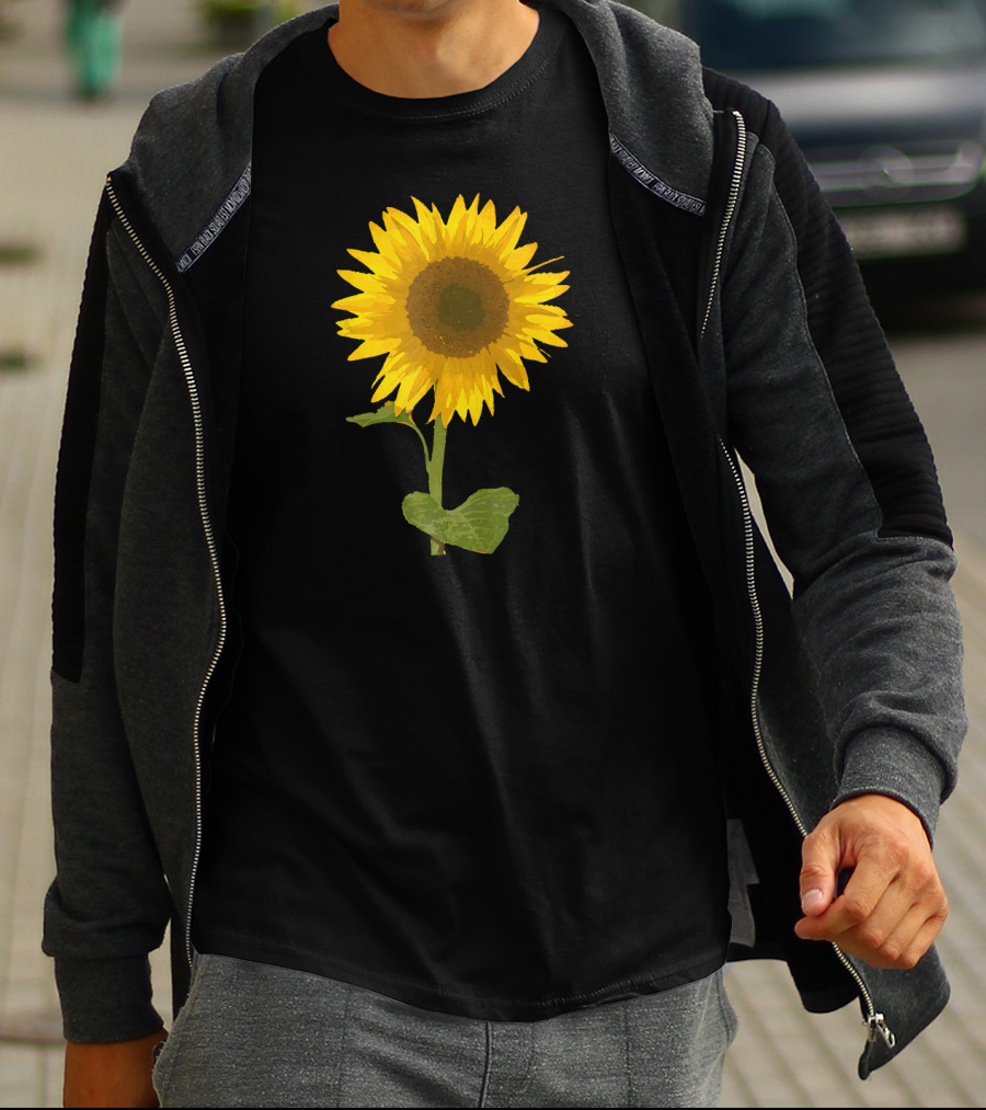Sunflower Black Background Image T-Shirt