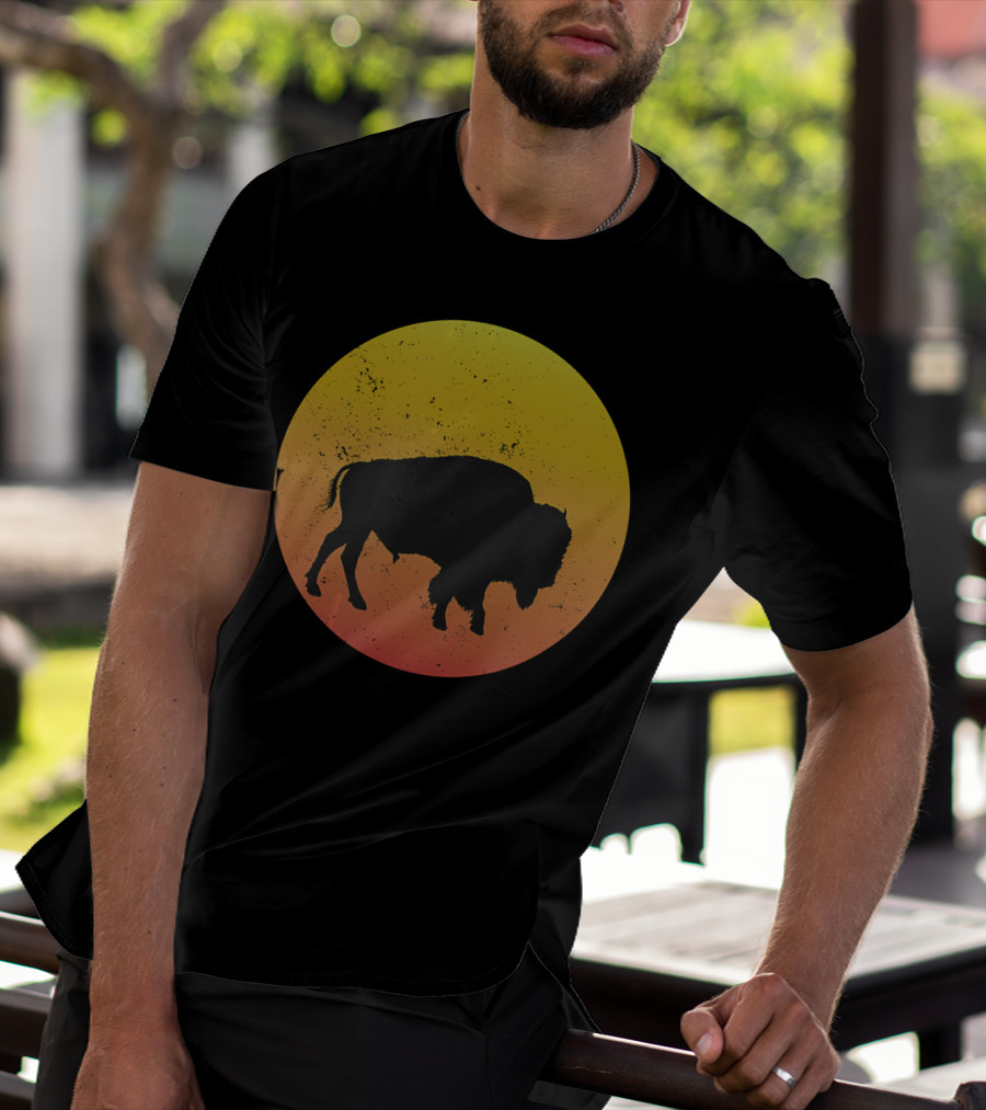 Sunset Plains Bison Vintage Circle T-Shirt