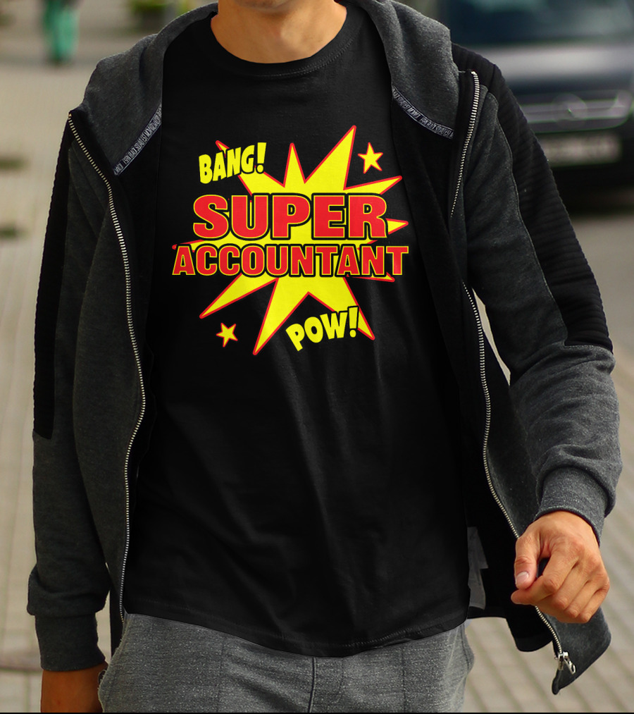 Bang Pow Super Accountant Comic Style Explosion T-Shirt