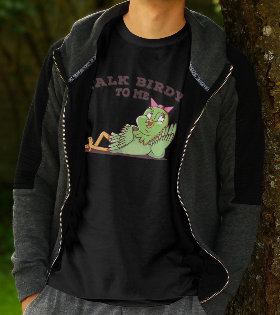 Talk Birdy To Me Funny Parrot Bird Relaxing With Bow T-Shirt