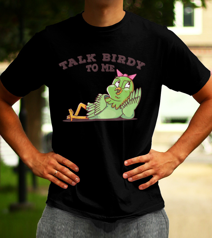 Talk Birdy To Me Funny Parrot Bird Relaxing With Bow T-Shirt