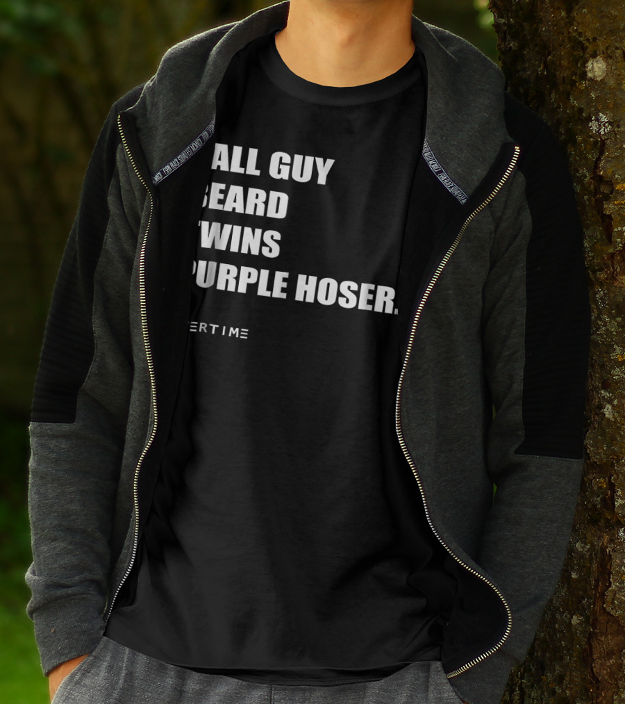 Dude Perfect Tall Guy Beard Twins Purple Hoser Overtime T-Shirt