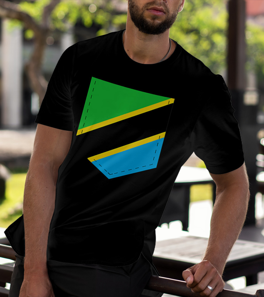 Tanzania Flag With Printed Tanzani Pocket T-Shirt