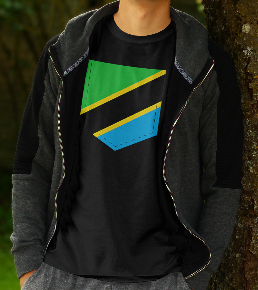 Tanzania Flag With Printed Tanzani Pocket T-Shirt