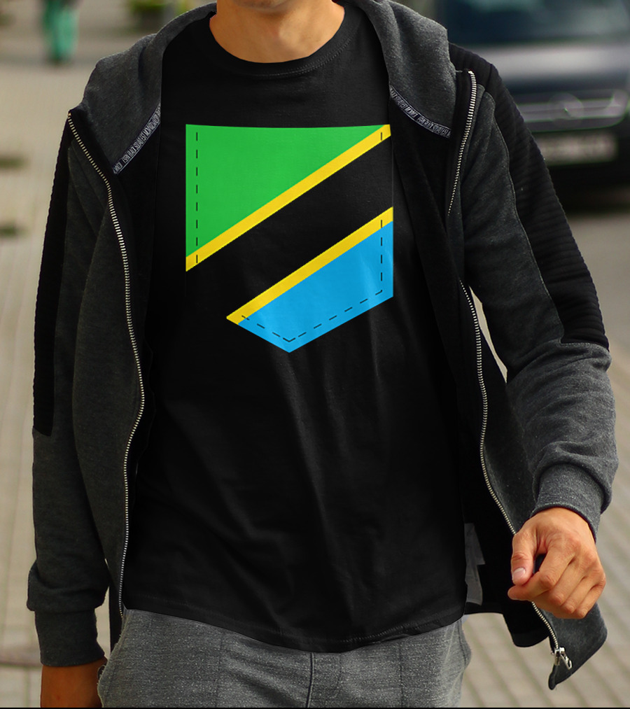 Tanzania Flag With Printed Tanzani Pocket T-Shirt