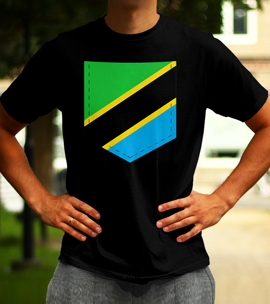 Tanzania Flag With Printed Tanzani Pocket T-Shirt