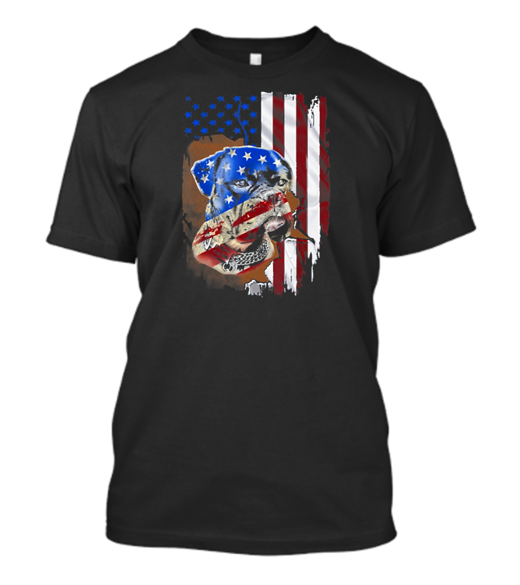 Tattoos Boxer Dog With American Flag Background T-Shirt