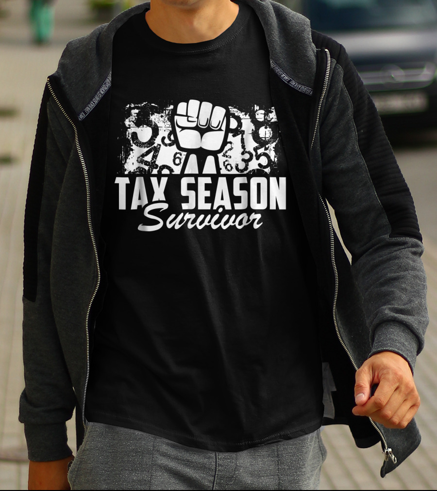 Tax Season Survivor Accountant Fist And Numbers T-Shirt