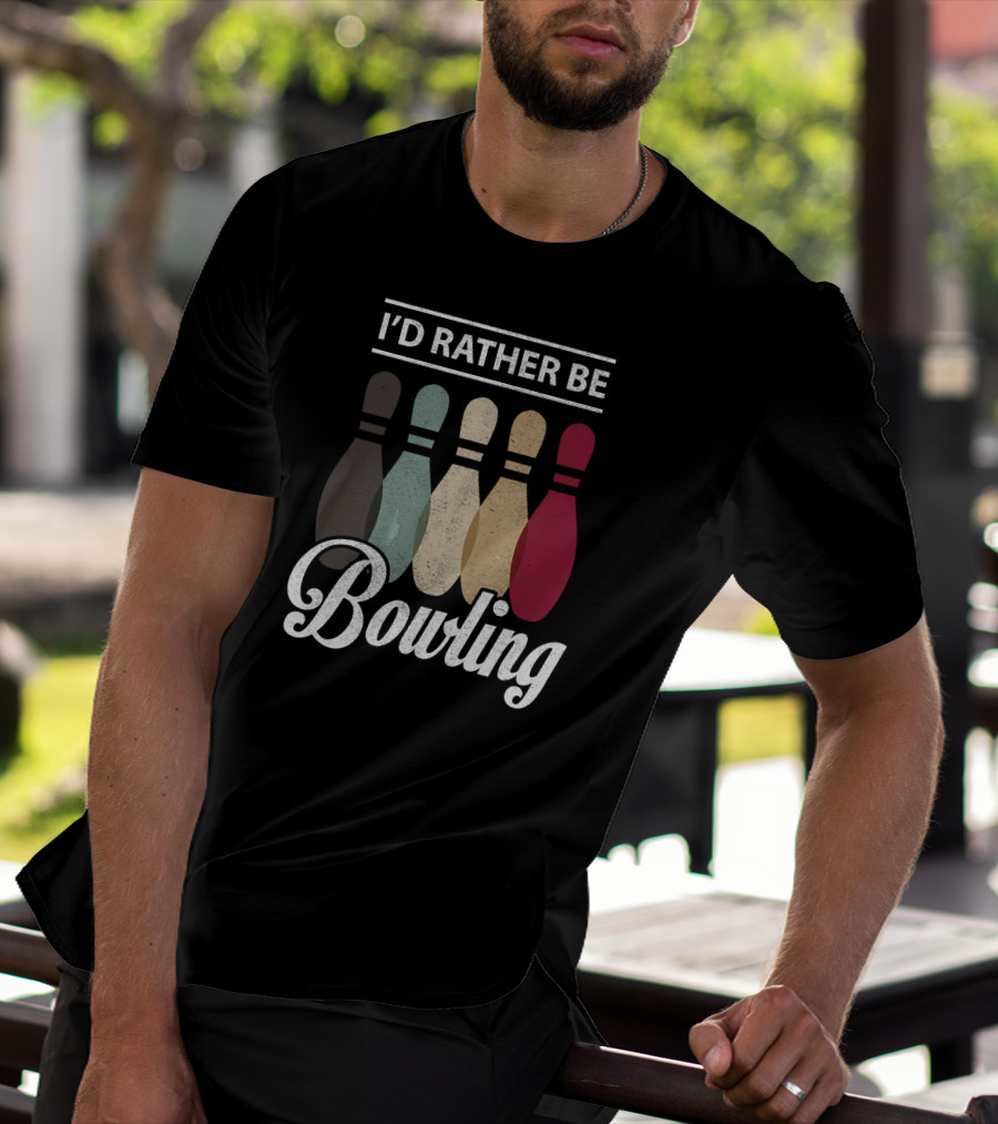 I’d Rather Be Bowling Vintage Bowling Pins T-Shirt