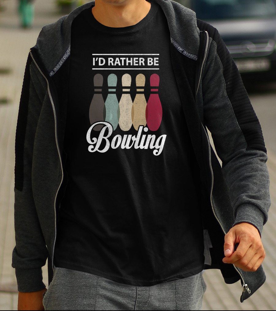 I’d Rather Be Bowling Vintage Bowling Pins T-Shirt